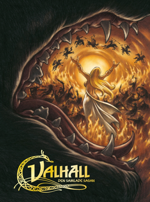 Valhall Volym 5 .Teknad seriebok innehållandes Midgårdsormen och Ragnarrök och de fornnordiska gudarna. Balladen om Balder, Muren och Völvans syner.